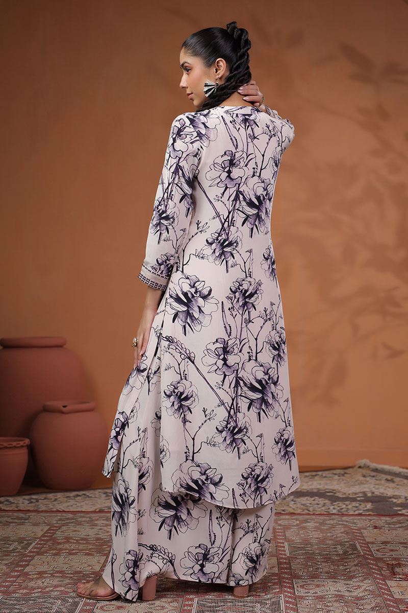 Mesmerizing Light Pink Semi Crepe Designer Palazzo Suit for Party and Festive wear