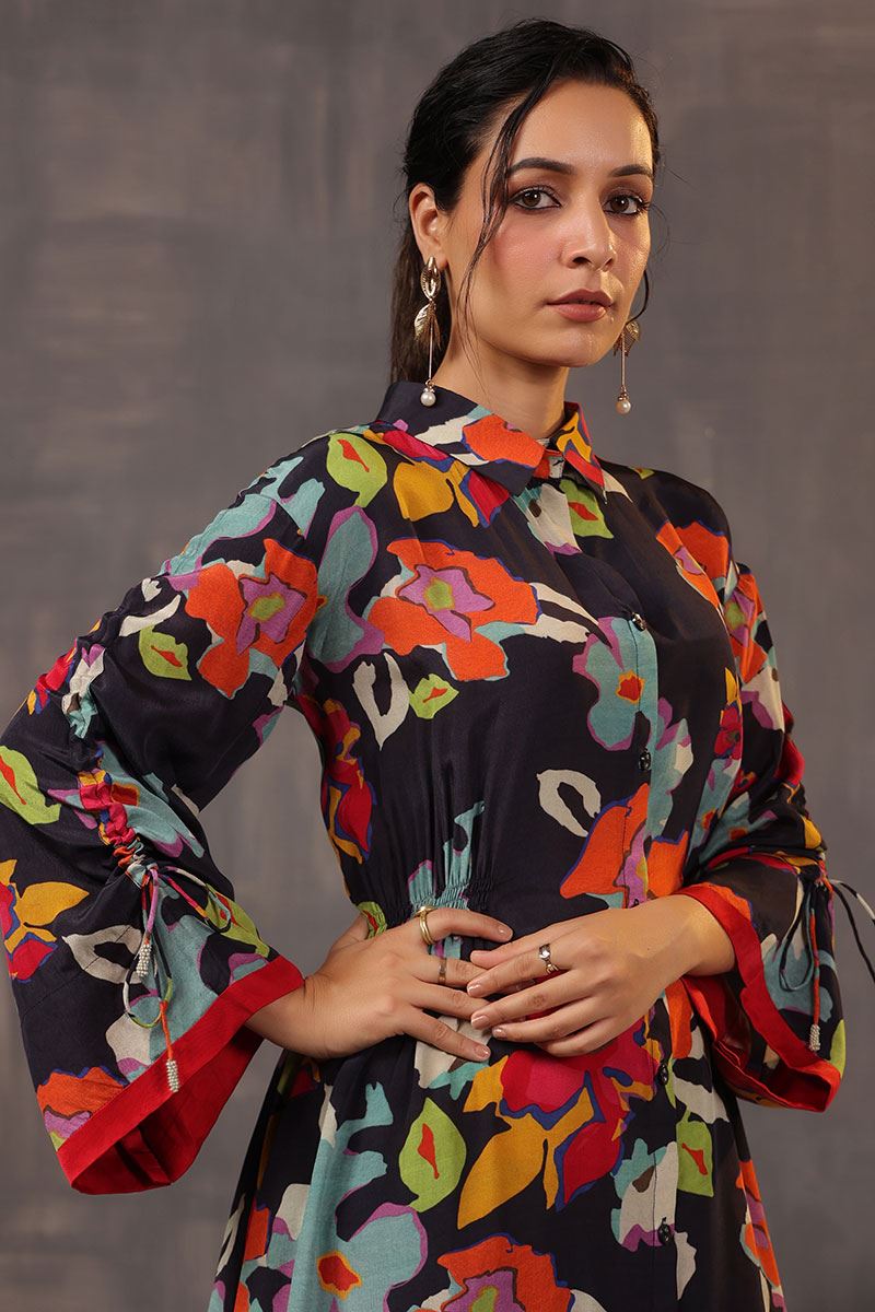 Amazing Black Floral Printed Designer Coord Set for Party