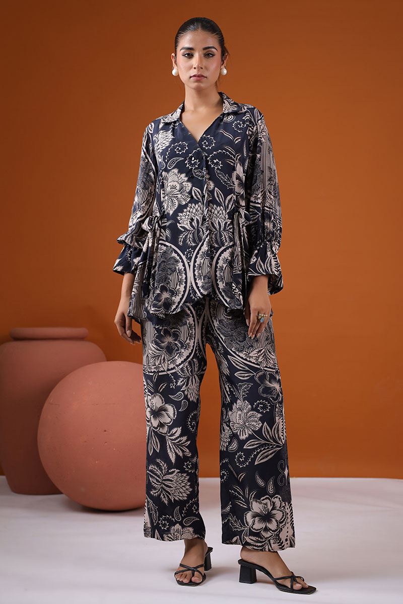 Classy Black Semi Crepe Designer Co-Ord Set for Party