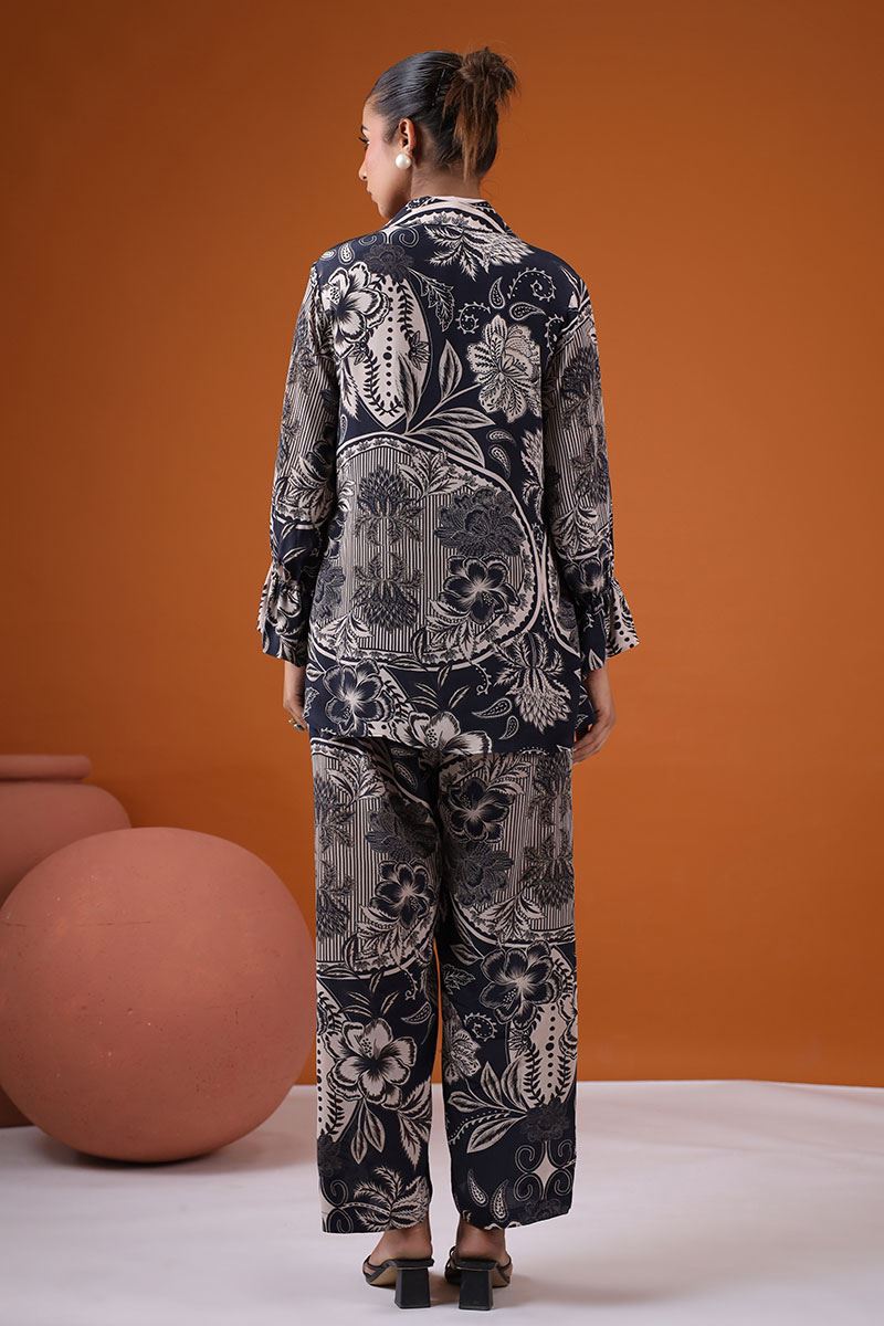 Classy Black Semi Crepe Designer Co-Ord Set for Party