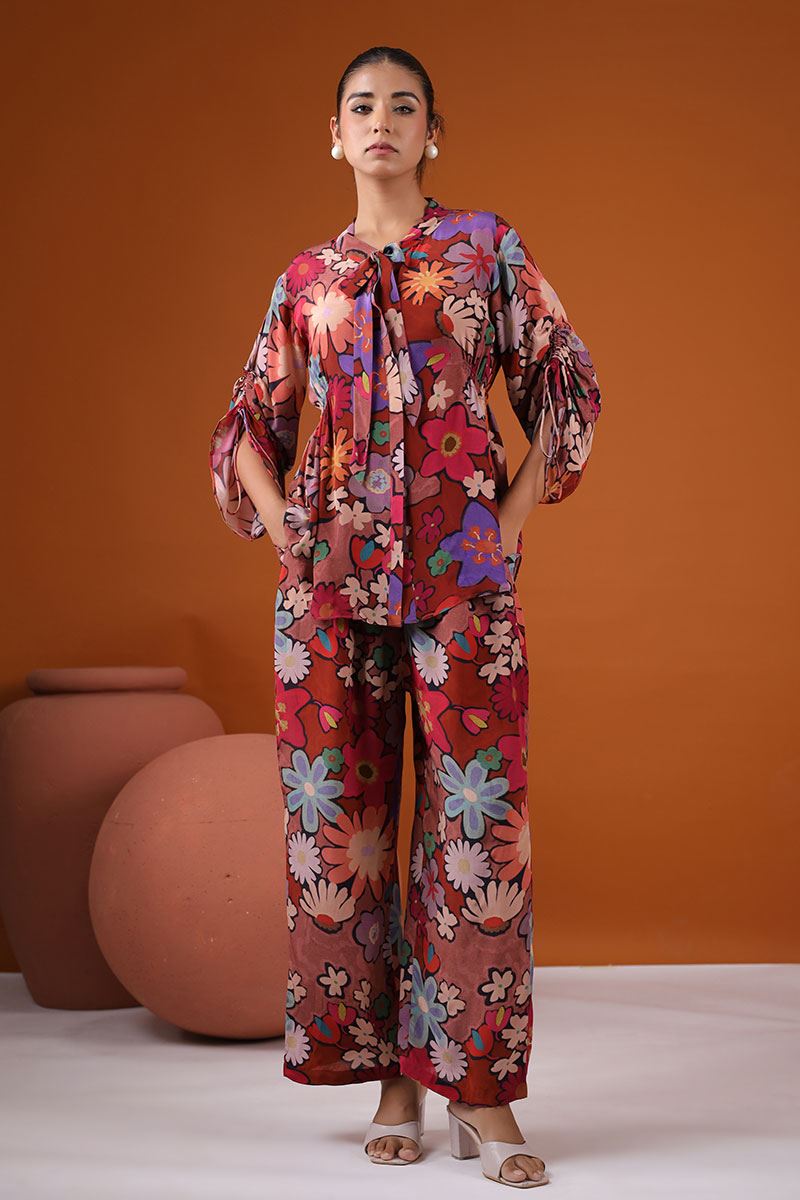 Surreal Floral Printed Designer Co-Ord Set for Party