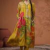 Aesthetic Mustard Muslin Designer Straight Cut Suit for Party and Haldi