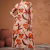 Enticing Peach Floral Printed Designer Straight Cut Suit for Party