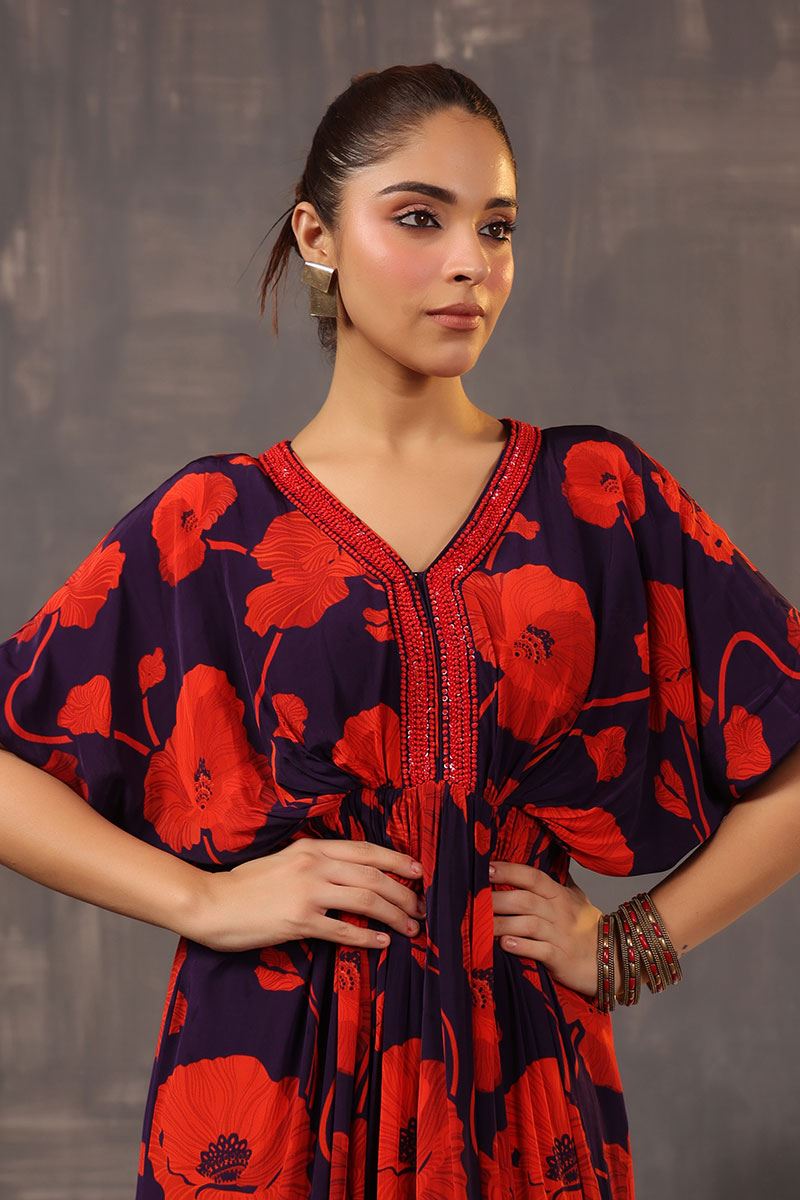 Outstanding Purple Floral Printed Designer Gown for Party and Sangeet