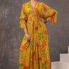 Fascinating Mustard Floral Printed Designer Gown for Party and Haldi