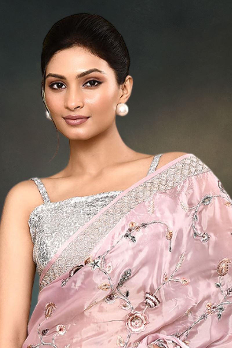 Gorgeous Satin Silk Designer Saree for Engagement and Reception