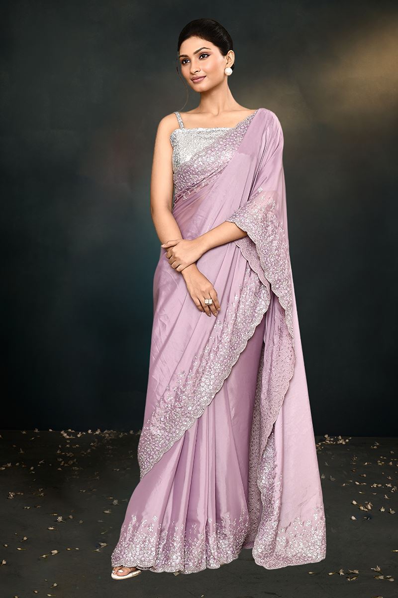 Amazing Lavender Designer Saree for Engagement and Reception