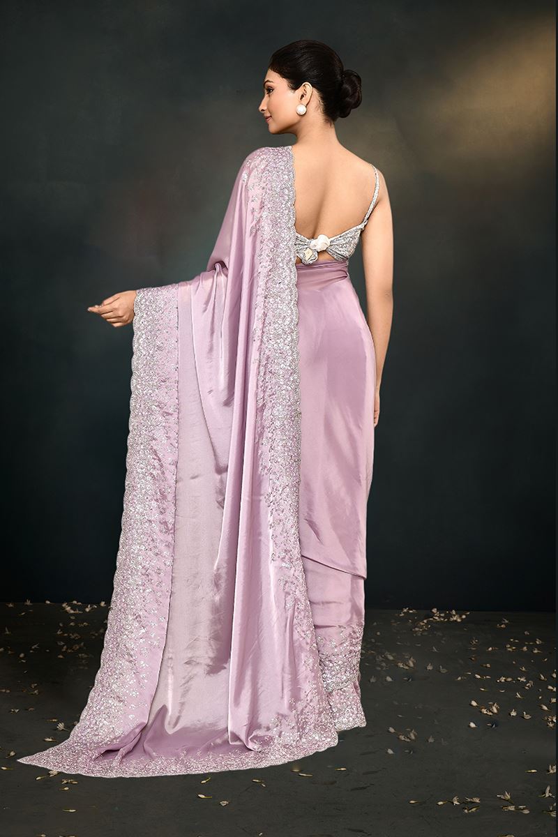 Amazing Lavender Designer Saree for Engagement and Reception