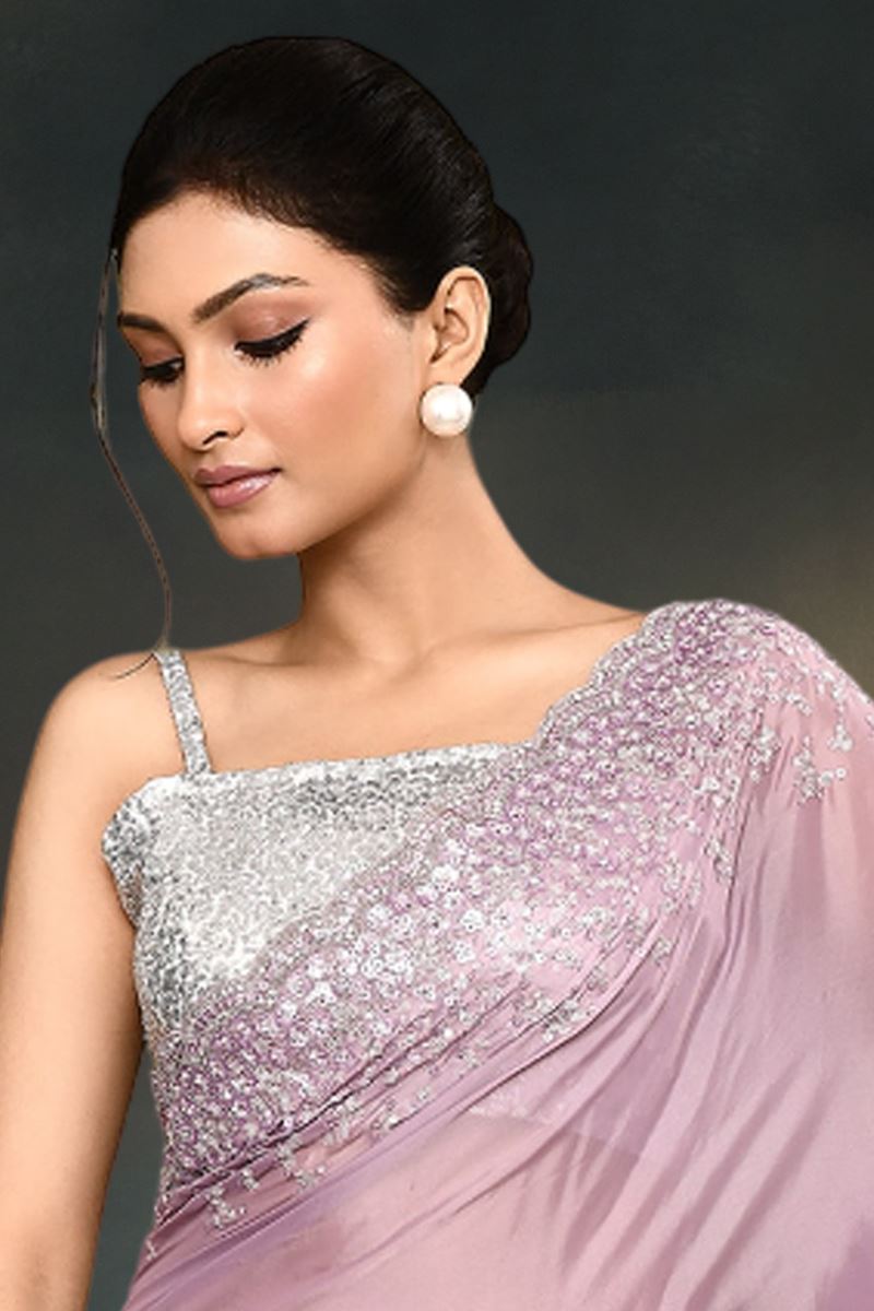 Amazing Lavender Designer Saree for Engagement and Reception