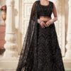 Splendid Blossom Black Designer Indo-Western Lehenga Choli for Party and Sangeet