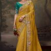 Alluring Pure Silk Designer Saree for Haldi, Wedding and Reception