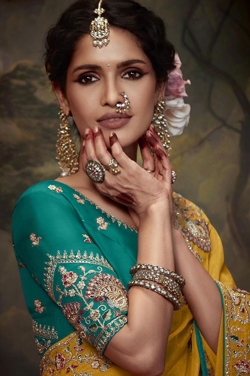 Alluring Pure Silk Designer Saree for Haldi, Wedding and Reception