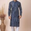 Artistic Navy Blue Indo-Western Designer Kurta Pyjama Set for Party