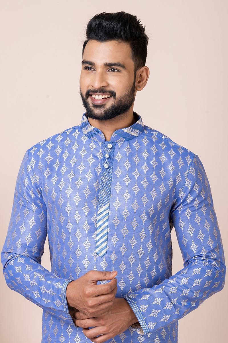 Enticing Blue Designer Kurta Pyjama Set for Engagement, Reception, Festivals, and Party