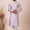 Splendid Peach Indo-Western Designer Kurta Pyjama Set for Engagement, Reception, and Party