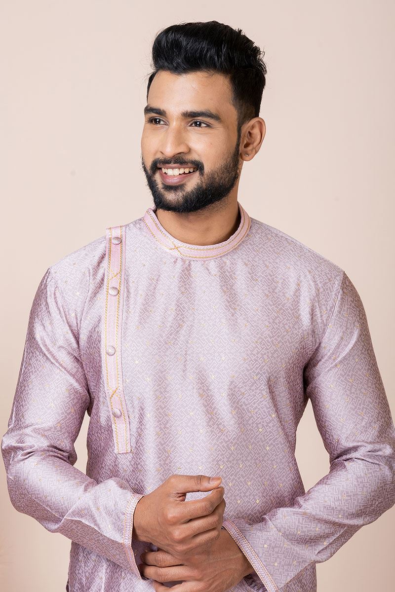 Splendid Peach Indo-Western Designer Kurta Pyjama Set for Engagement, Reception, and Party