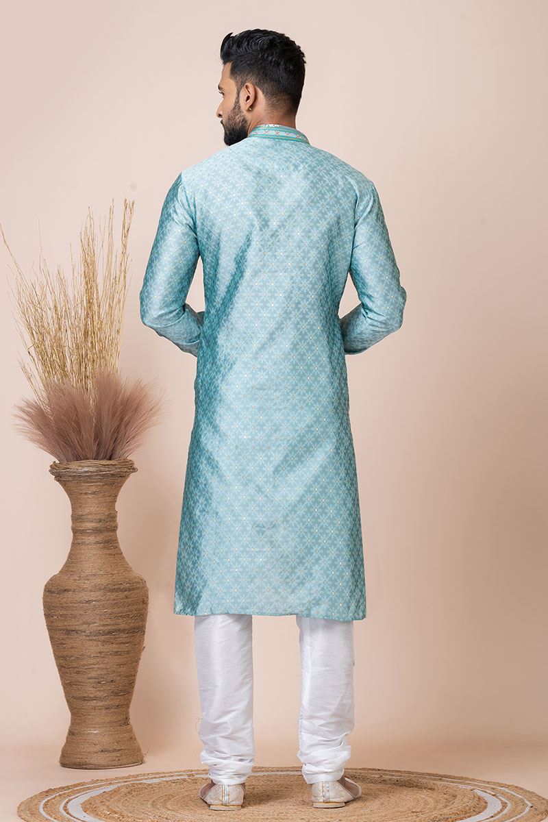 Royal Sea Green Designer Kurta Pyjama Set for Engagement, Reception, Festivals, and Party