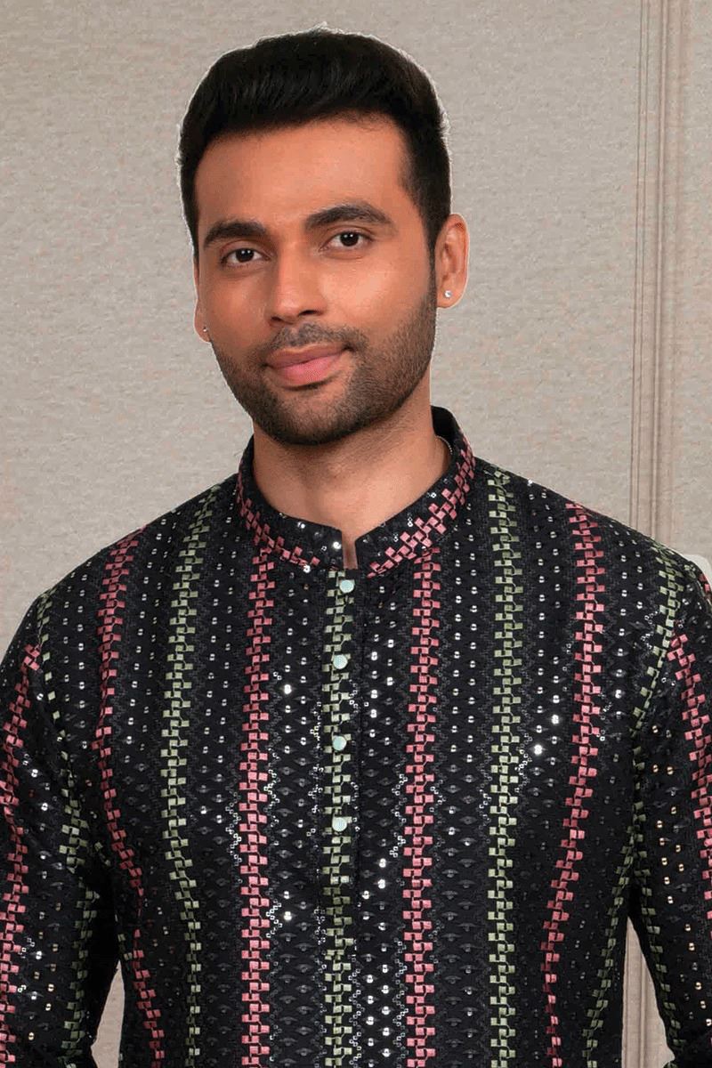 Exquisite Black Designer Kurta Pant Set for Party