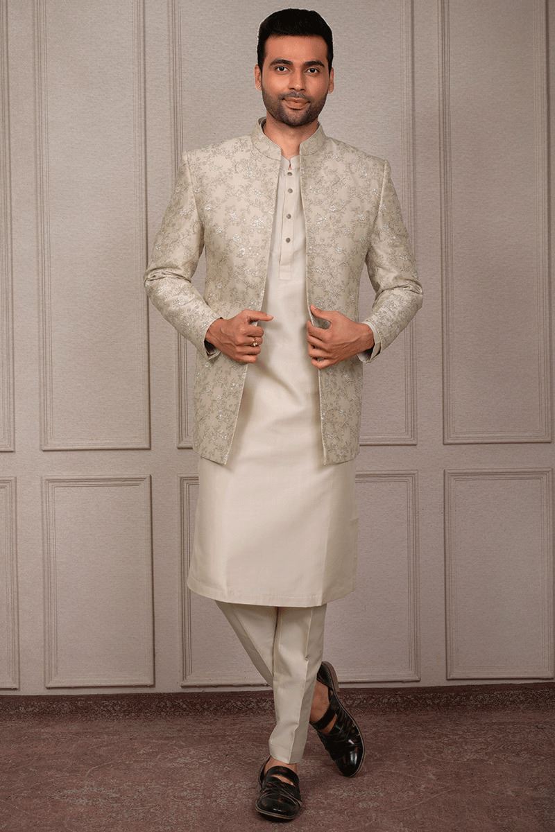 Classy Cream Designer 3-Piece Men’s Suit for Party, Engagement, and Reception