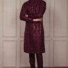 Magnificent Wine Designer Kurta Pant Set for Engagement, Reception, Wedding, Party, and Festivals