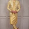 Artistic Yellow Designer 3-Piece Men’s Suit for Haldi, Wedding, and Festivals
