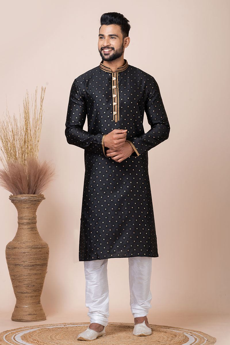 Elegant Black Designer Kurta Pyjama Set for Party