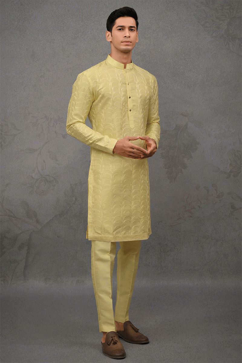 Spectacular Lemon Yellow Designer Kurta Pant Set for Haldi, Party and Festivals