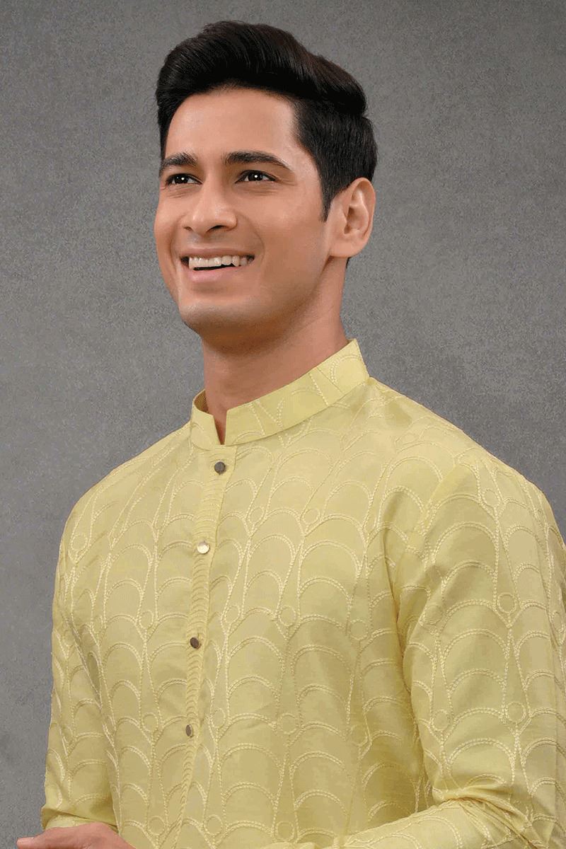 Spectacular Lemon Yellow Designer Kurta Pant Set for Haldi, Party and Festivals