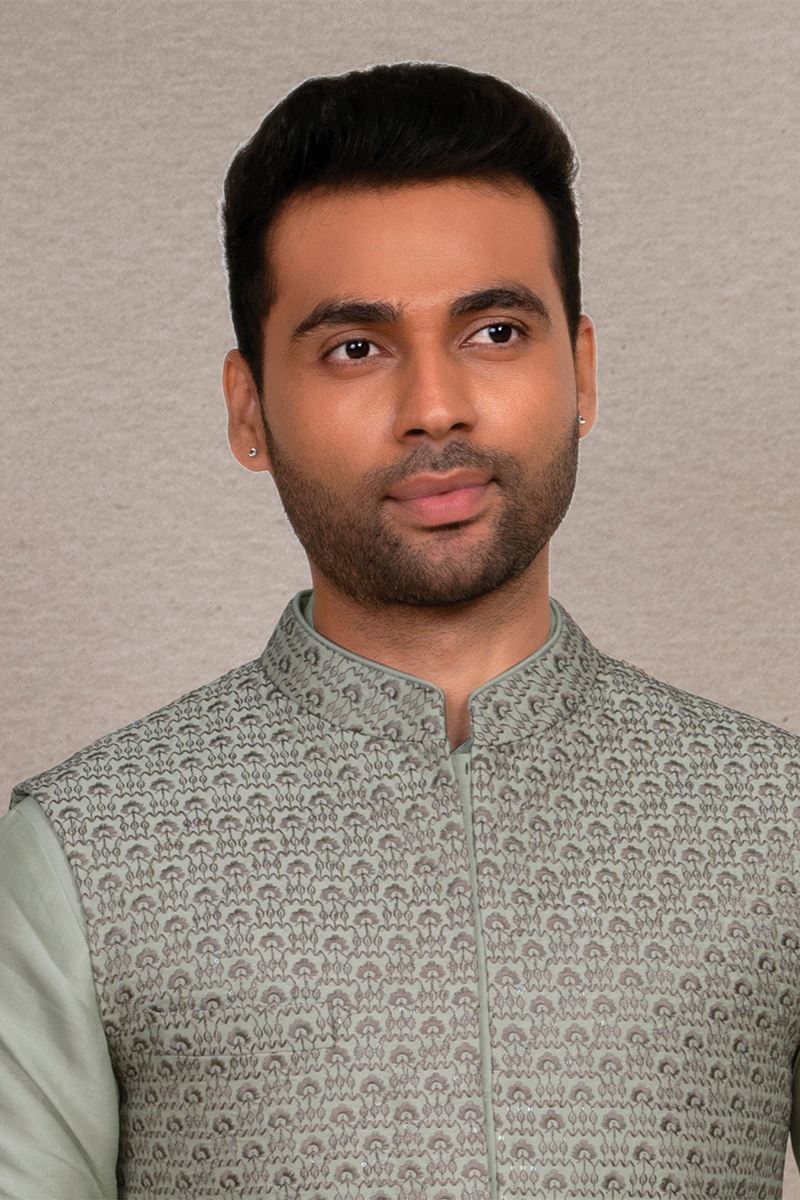 Charismatic Pista Green Designer 3-Piece Men’s Suit for Engagement, Reception, and Party