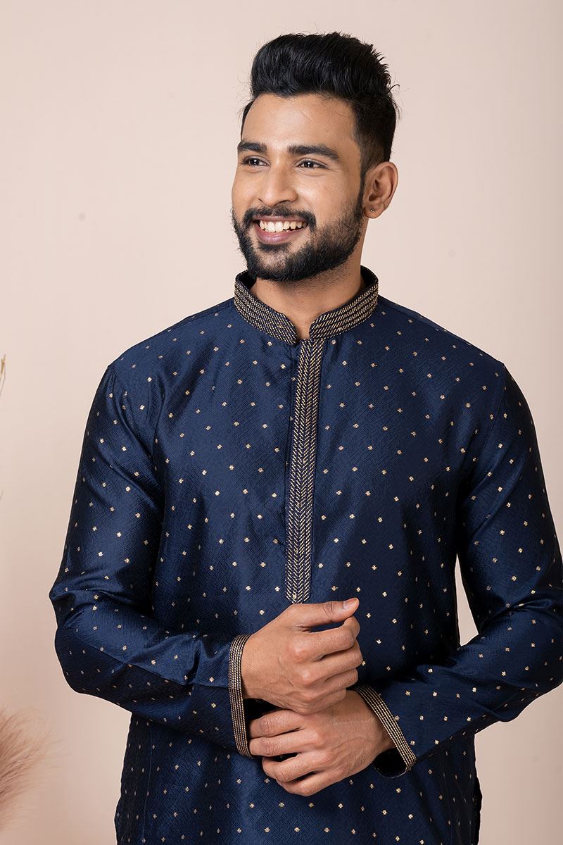 Captivating Navy Blue Designer Kurta Pyjama Set for Wedding, Reception, Party, and Festivals
