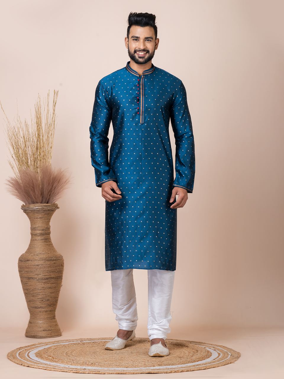 Charismatic Rama Green Designer Kurta Pyjama Set for Wedding, Reception, Party, and Festivals