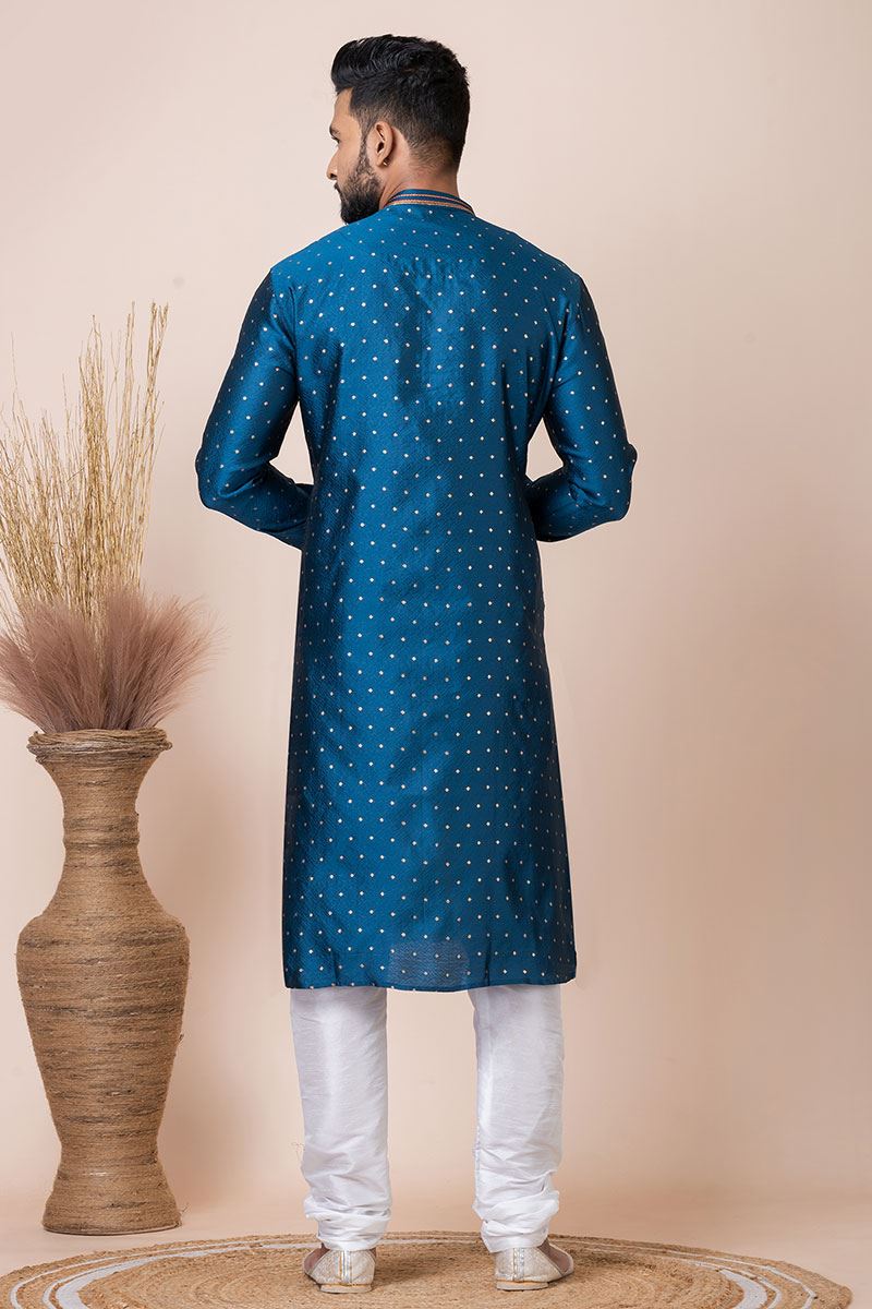 Charismatic Rama Green Designer Kurta Pyjama Set for Wedding, Reception, Party, and Festivals