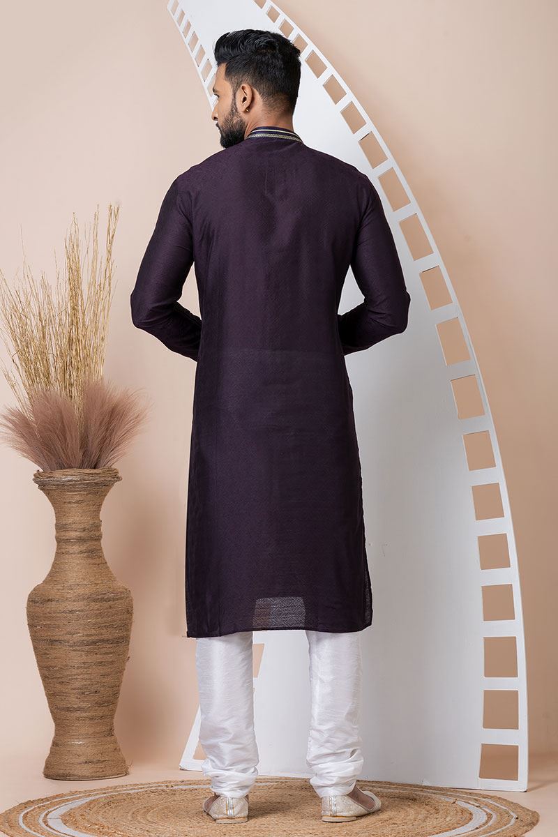 Majestic Violet Designer Kurta Pyjama Set for Wedding, Reception, Party, and Festivals
