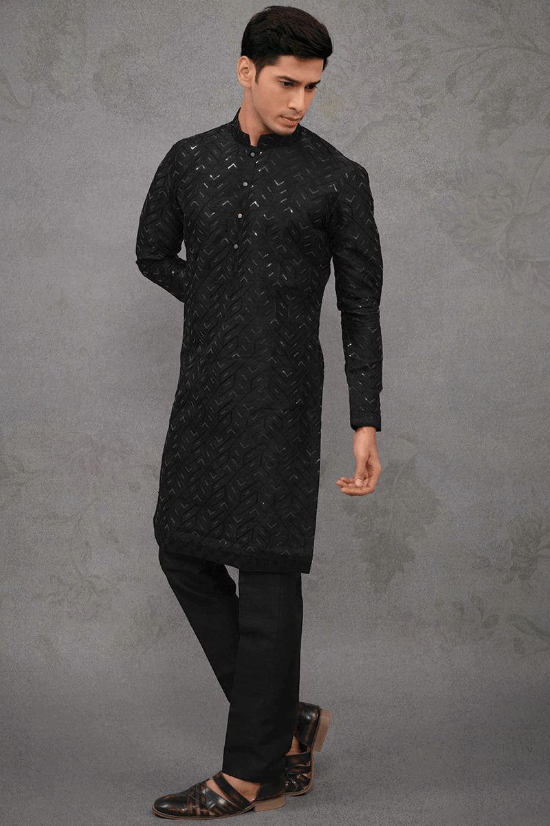 Attractive Black Designer Kurta Pant Set for Party