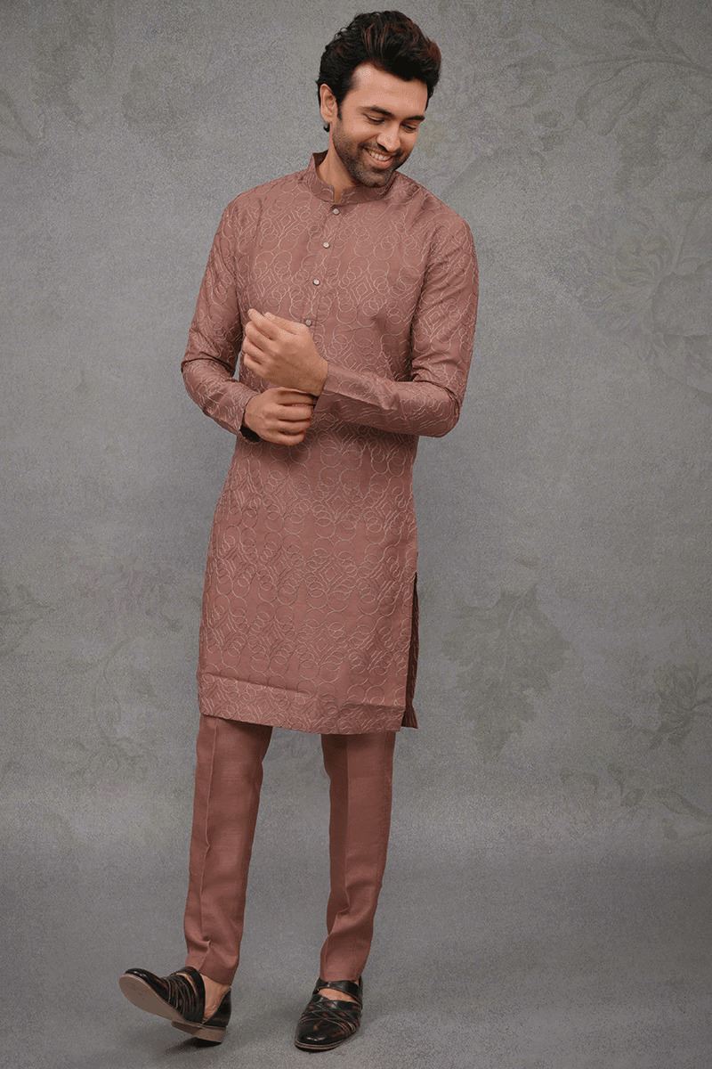 Awesome Rust Designer Kurta Pant Set for Party, Engagement, Reception, and Festivals
