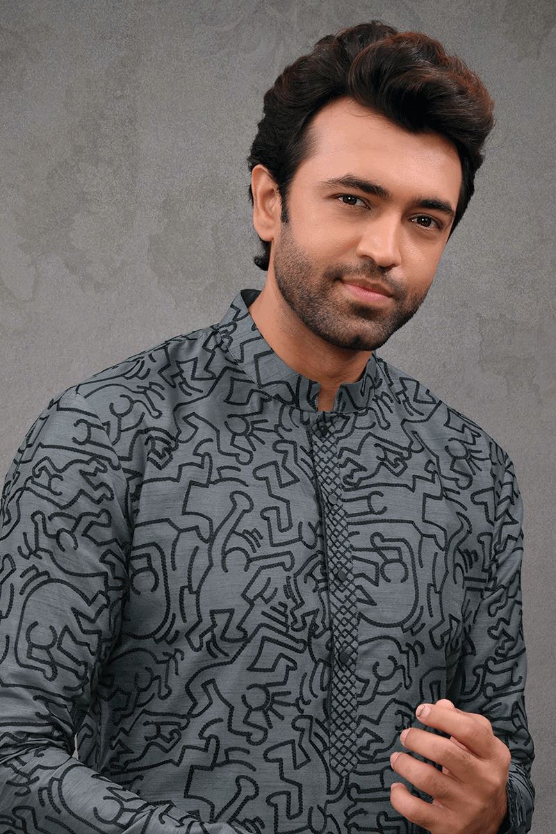 Amazing Gray Designer Kurta Pant Set for Party, Engagement, Reception, and Festivals