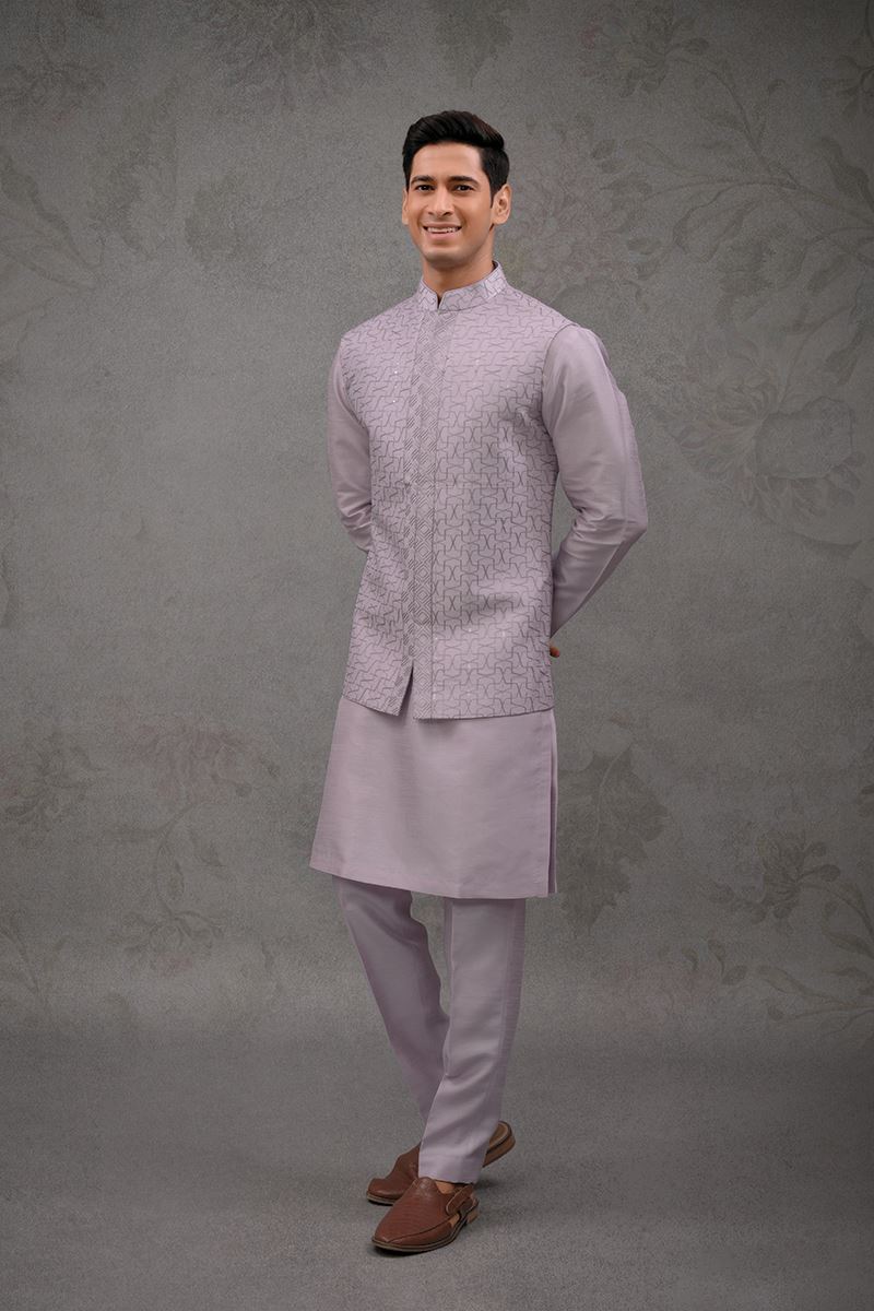 Appealing Purple Designer 3-Piece Men’s Suit for Engagement and Reception