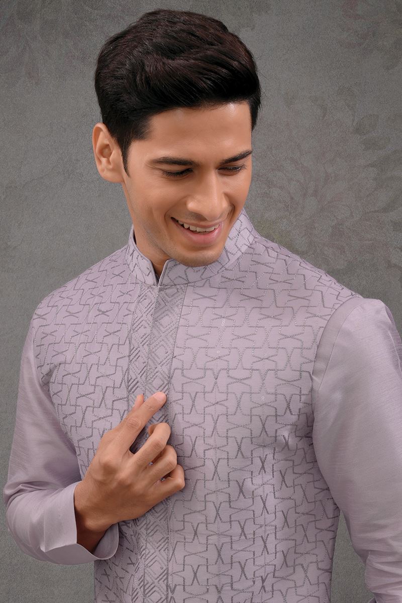 Appealing Purple Designer 3-Piece Men’s Suit for Engagement and Reception