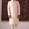 Stylish Cream Designer Nawabi Indo-Western Sherwani for Engagement and Reception