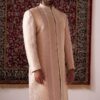 Spectacular Pink Cream Pista Designer Nawabi Indo-Western Sherwani for Engagement and Reception