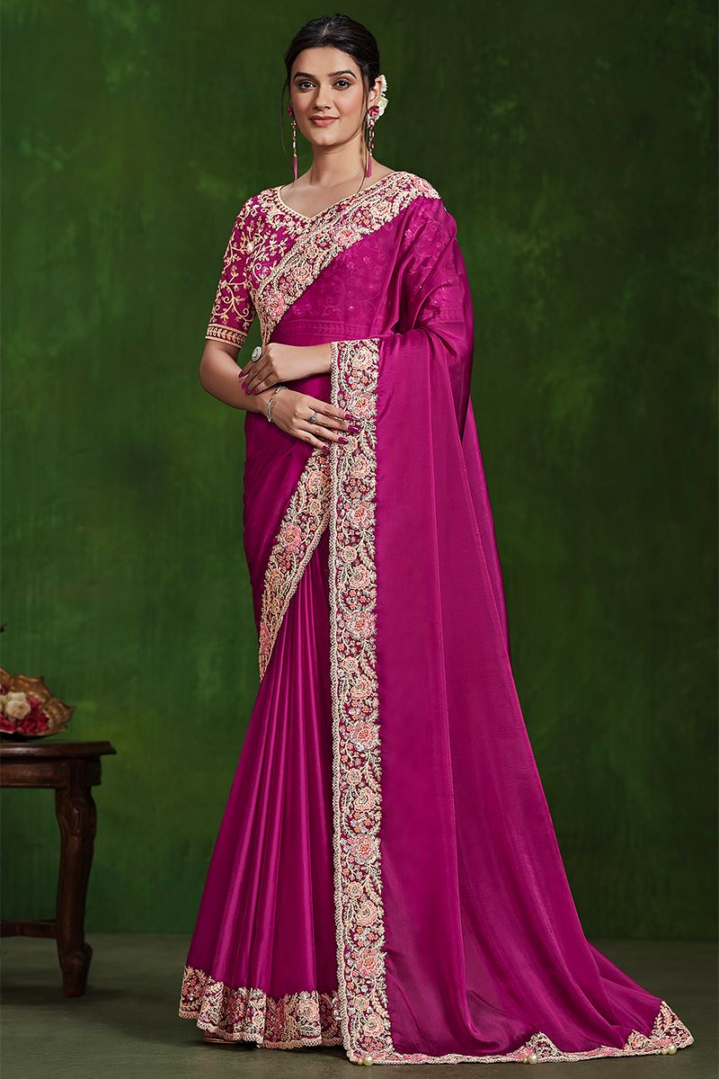 Captivating Habotai Silk Designer Saree for Wedding and Reception