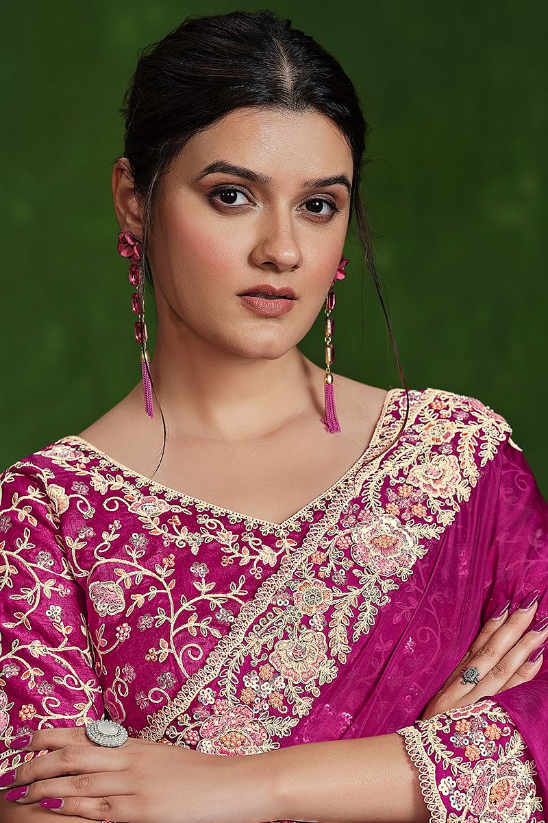 Captivating Habotai Silk Designer Saree for Wedding and Reception