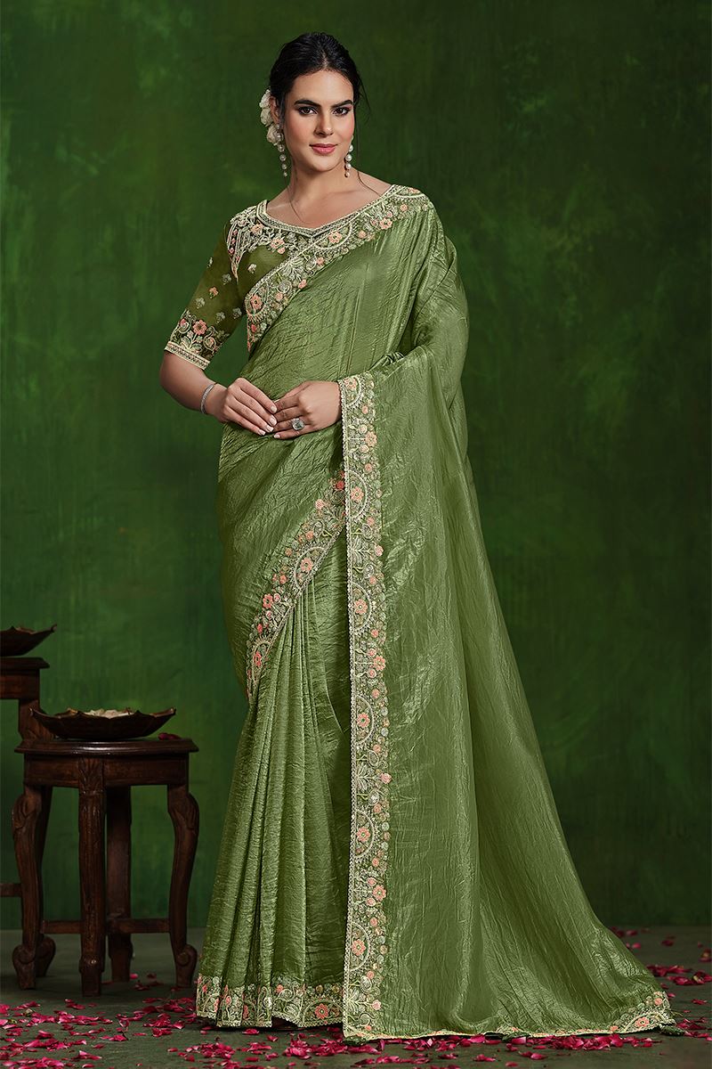 Charismatic Crush Paper Silk Designer Saree for Engagement, Wedding, and Reception