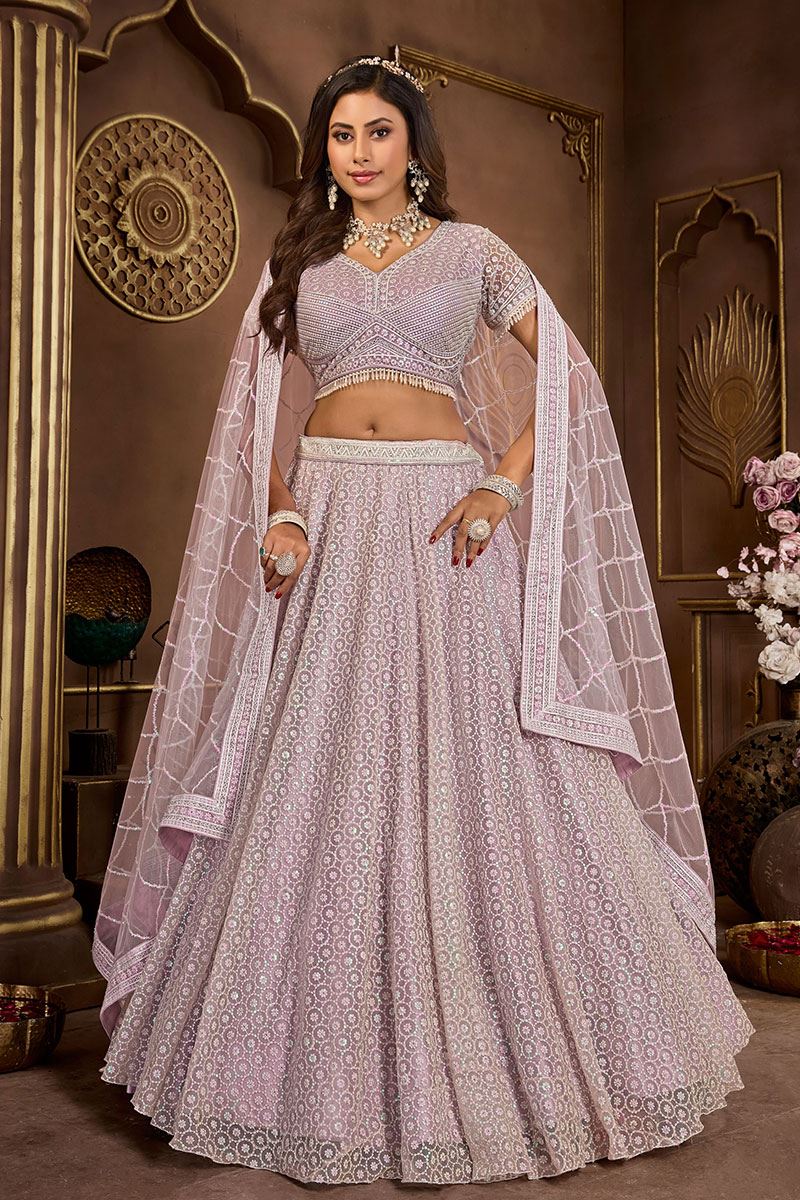 Exuberant Lavender Designer Lehenga Choli for Engagement and Reception