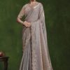 Mesmerizing 2 Tone Satin Silk Designer Saree for Engagement and Reception