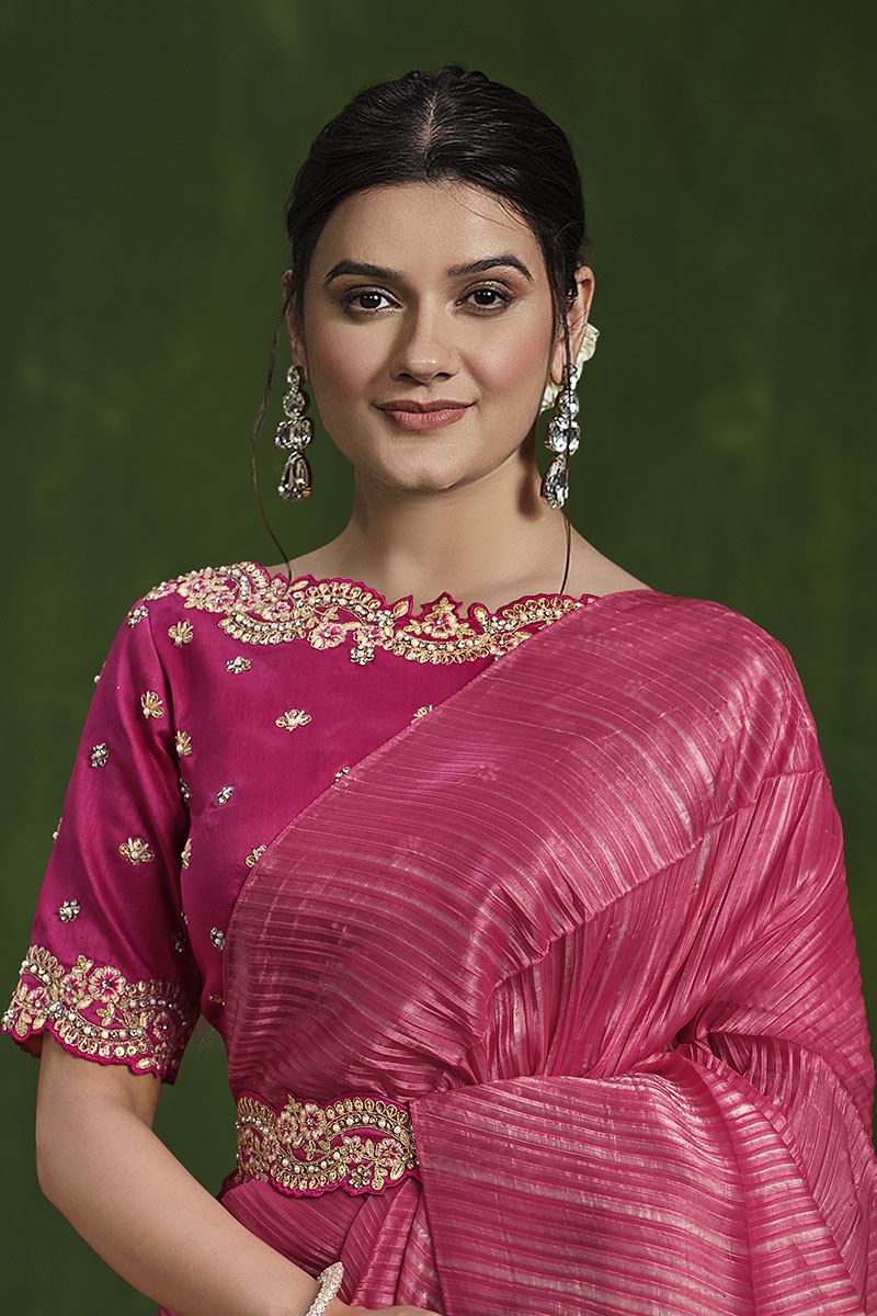 Amazing Banarasi Crush Silk Designer Saree for Wedding and Reception