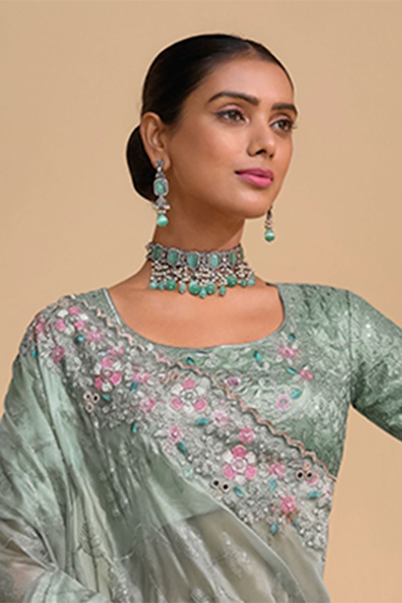 Surreal Pure Soft Shine Designer Saree for Engagement, Reception, Party, and Festivals