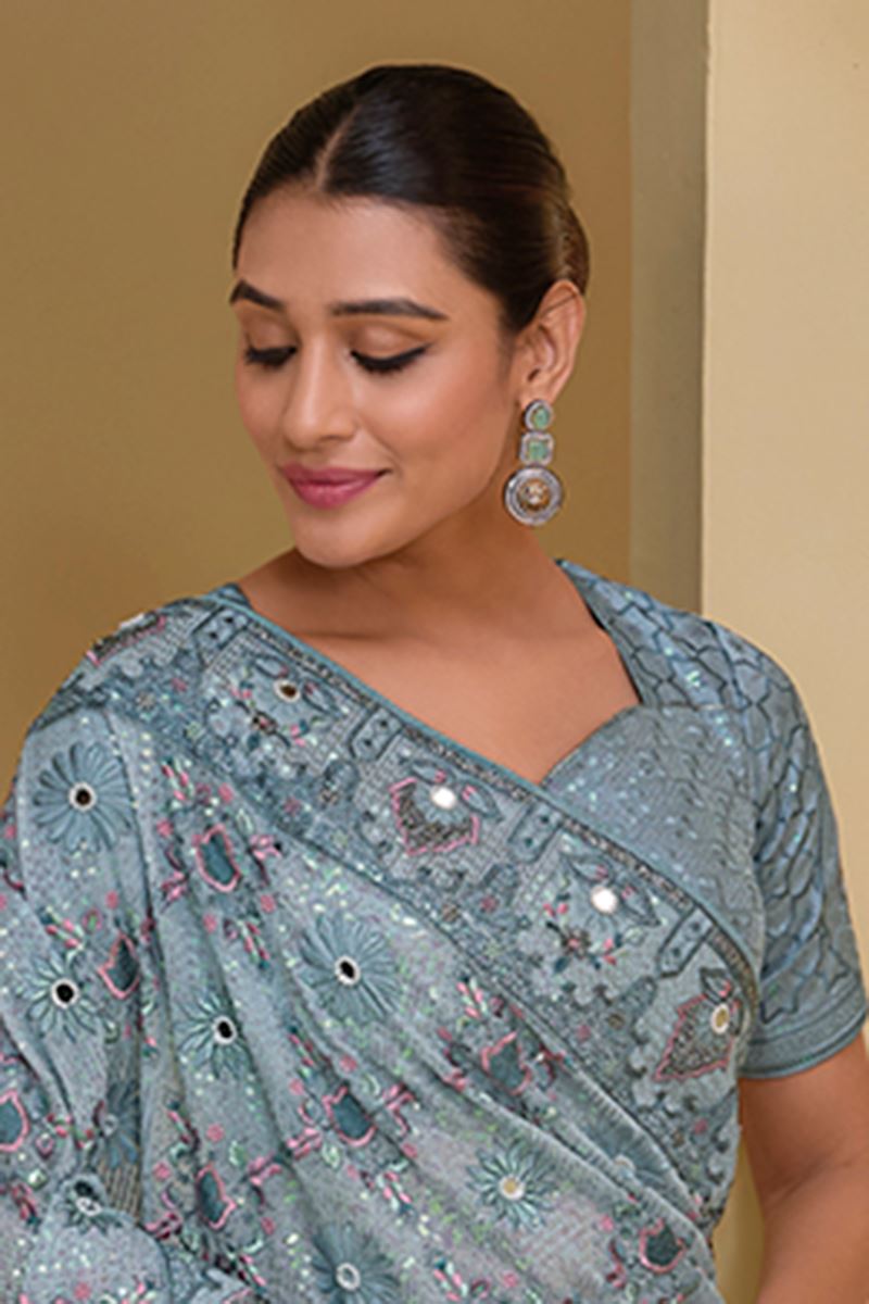 Exuberant Banarasi Tuscany Designer Saree for Engagement, Reception, Party, and Festivals