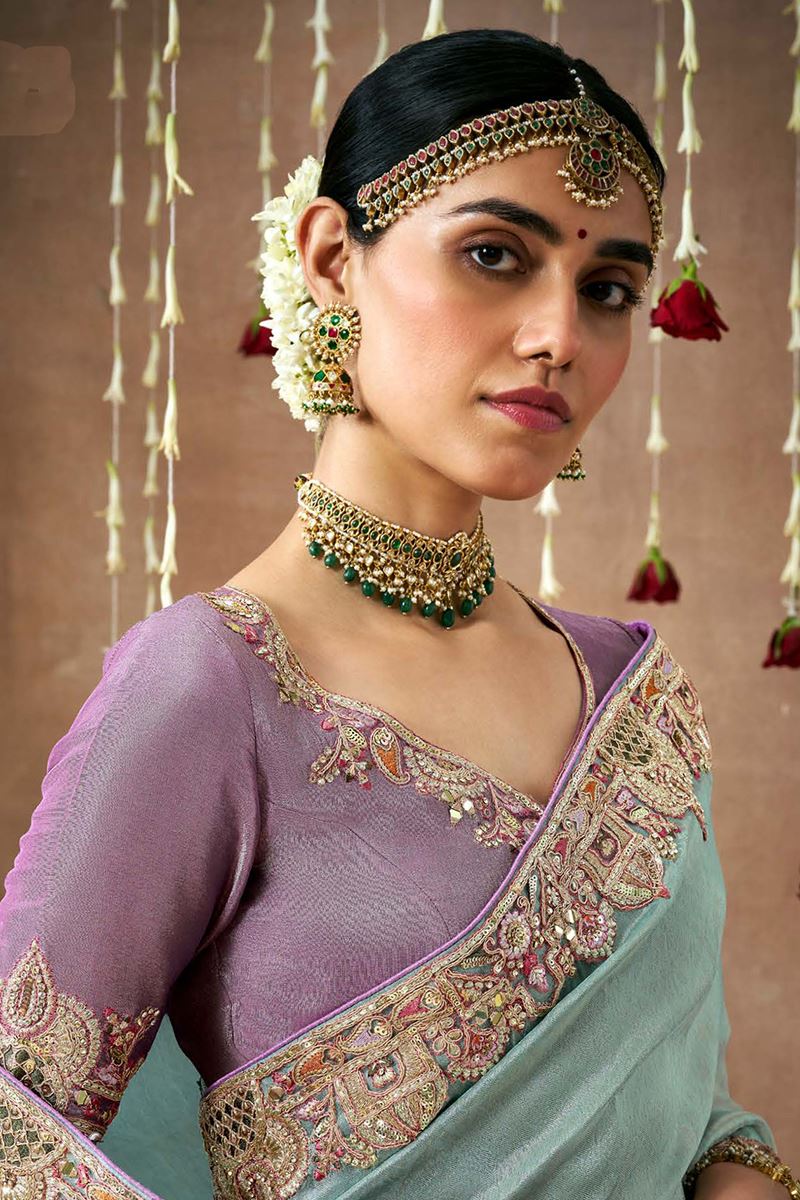 Impressive Tissue Dola Silk Designer Saree for Engagement, Party, and Festivals