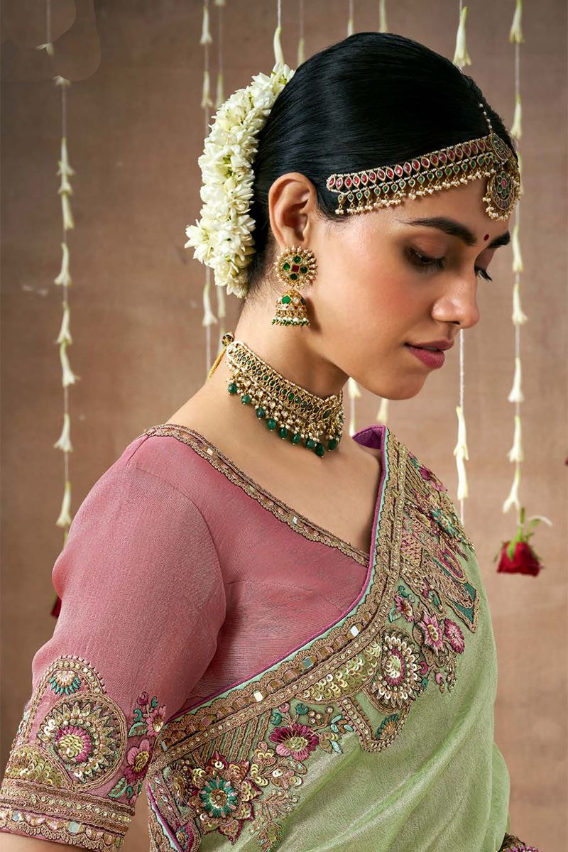 Gorgeous Tissue Dola Silk Designer Saree for Engagement, Reception, Party, and Festivals